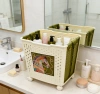 Retro printed folding storage basket with wheels, household dirty clothes basket, toy and sundries storage basket Specification image
